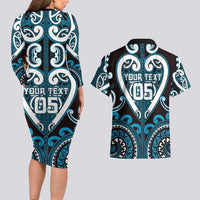 Custom Aotearoa Ngati Porou Couples Matching Long Sleeve Bodycon Dress and Hawaiian Shirt Maori Tribal Pattern