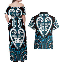 Custom Aotearoa Ngati Porou Couples Matching Off Shoulder Maxi Dress and Hawaiian Shirt Maori Tribal Pattern LT05 - Polynesian Pride