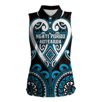 Custom Aotearoa Ngati Porou Women Sleeveless Polo Shirt Maori Tribal Pattern LT05 Female Blue - Polynesian Pride