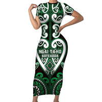 Custom Aotearoa Ngai Tahu Family Matching Short Sleeve Bodycon Dress and Hawaiian Shirt Maori Tribal Pattern