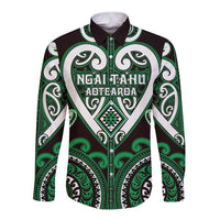 Custom Aotearoa Ngai Tahu Long Sleeve Button Shirt Maori Tribal Pattern