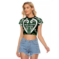 Custom Aotearoa Ngai Tahu Raglan Cropped T Shirt Maori Tribal Pattern