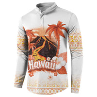 Hawaiian Volcano Lava Flow Button Sweatshirt With Hawaiian Tapa Pattern
