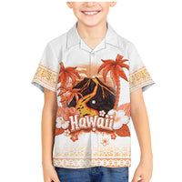 Hawaiian Volcano Lava Flow Family Matching Mermaid Dress and Hawaiian Shirt With Hawaiian Tapa Pattern LT05 Son's Shirt Orange - Polynesian Pride
