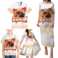 Hawaiian Volcano Lava Flow Family Matching Puletasi and Hawaiian Shirt With Hawaiian Tapa Pattern LT05 - Polynesian Pride