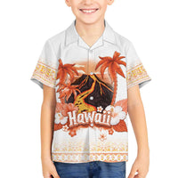 Hawaiian Volcano Lava Flow Family Matching Puletasi and Hawaiian Shirt With Hawaiian Tapa Pattern LT05 Son's Shirt Orange - Polynesian Pride