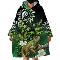 Aotearoa New Zealand Tuatara Wearable Blanket Hoodie Maori Koru Art LT05 - Polynesian Pride