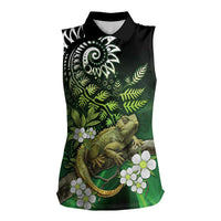 Aotearoa New Zealand Tuatara Women Sleeveless Polo Shirt Maori Koru Art LT05 Female Green - Polynesian Pride