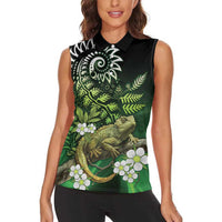 Aotearoa New Zealand Tuatara Women Sleeveless Polo Shirt Maori Koru Art LT05 - Polynesian Pride
