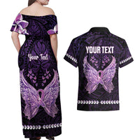 Personalised Alzheimer's Awareness Couples Matching Off Shoulder Maxi Dress and Hawaiian Shirt You May Not Remember But I Will Never Forget LT05 - Polynesian Pride