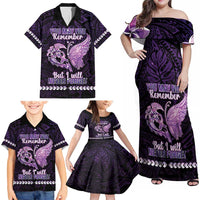 Personalised Alzheimer's Awareness Family Matching Off Shoulder Maxi Dress and Hawaiian Shirt You May Not Remember But I Will Never Forget LT05 - Polynesian Pride