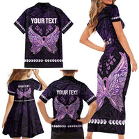 Personalised Alzheimer's Awareness Family Matching Short Sleeve Bodycon Dress and Hawaiian Shirt You May Not Remember But I Will Never Forget LT05 - Polynesian Pride