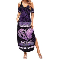 Personalised Alzheimer's Awareness Family Matching Summer Maxi Dress and Hawaiian Shirt You May Not Remember But I Will Never Forget LT05 Mom's Dress Purple - Polynesian Pride