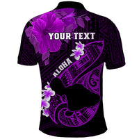 Personalized Hawaii Maui Polo Shirt Polynesian Fish Hook Hibiscus Purple Version LT05 - Polynesian Pride