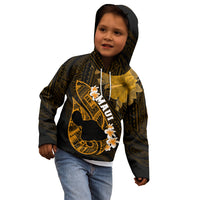 Hawaii Maui Kid Hoodie Polynesian Fish Hook Hibiscus Gold Version LT05 - Polynesian Pride