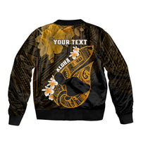 Personalized Hawaii Maui Bomber Jacket Polynesian Fish Hook Hibiscus Gold Version LT05 - Polynesian Pride