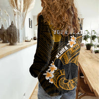 Personalized Hawaii Maui Women Casual Shirt Polynesian Fish Hook Hibiscus Gold Version LT05 - Polynesian Pride