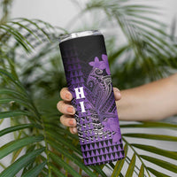 Personalized Hawaii Skinny Tumbler Hammerhead Shark Kakau Polynesian Tribal Purple LT05 - Polynesian Pride