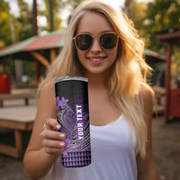 Personalized Hawaii Skinny Tumbler Hammerhead Shark Kakau Polynesian Tribal Purple LT05 - Polynesian Pride