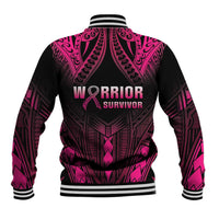 Breast Cancer Pink Out Baseball Jacket Polynesian Art Tattoo Black Version