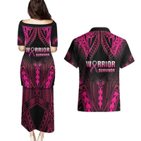 Breast Cancer Pink Out Couples Matching Puletasi and Hawaiian Shirt Polynesian Art Tattoo Black Version LT05 - Polynesian Pride