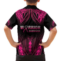 Breast Cancer Pink Out Family Matching Long Sleeve Bodycon Dress and Hawaiian Shirt Polynesian Art Tattoo Black Version LT05 - Polynesian Pride