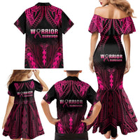 Breast Cancer Pink Out Family Matching Mermaid Dress and Hawaiian Shirt Polynesian Art Tattoo Black Version LT05 - Polynesian Pride