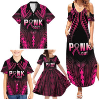 Breast Cancer Pink Out Family Matching Summer Maxi Dress and Hawaiian Shirt Polynesian Art Tattoo Black Version LT05 - Polynesian Pride