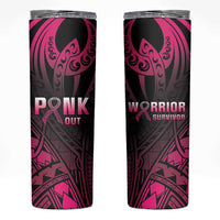 Breast Cancer Pink Out Skinny Tumbler Polynesian Art Tattoo Black Version LT05 Black - Polynesian Pride