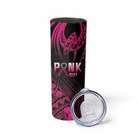 Breast Cancer Pink Out Skinny Tumbler Polynesian Art Tattoo Black Version LT05 - Polynesian Pride