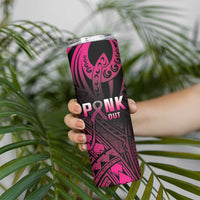 Breast Cancer Pink Out Skinny Tumbler Polynesian Art Tattoo Black Version LT05 - Polynesian Pride