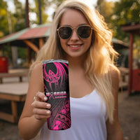 Breast Cancer Pink Out Skinny Tumbler Polynesian Art Tattoo Black Version LT05 - Polynesian Pride