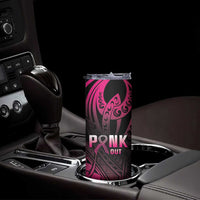 Breast Cancer Pink Out Skinny Tumbler Polynesian Art Tattoo Black Version LT05 - Polynesian Pride