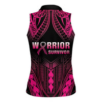 Breast Cancer Pink Out Women Sleeveless Polo Shirt Polynesian Art Tattoo Black Version LT05 - Polynesian Pride