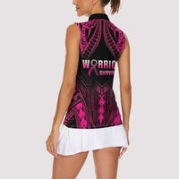 Breast Cancer Pink Out Women Sleeveless Polo Shirt Polynesian Art Tattoo Black Version LT05 - Polynesian Pride