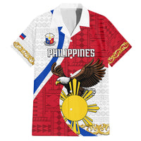 Personalized Philippines Family Matching Tank Maxi Dress and Hawaiian Shirt The Eight-Rayed Sun Bald Eagle Polynesian Pattern LT05 Dad's Shirt - Short Sleeve Red - Polynesian Pride
