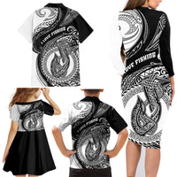Go Fishing Family Matching Long Sleeve Bodycon Dress and Hawaiian Shirt Polynesian Pattern LT05 - Polynesian Pride