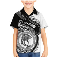 Go Fishing Family Matching Mermaid Dress and Hawaiian Shirt Polynesian Pattern LT05 Son's Shirt Black - Polynesian Pride