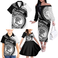 Go Fishing Family Matching Off Shoulder Long Sleeve Dress and Hawaiian Shirt Polynesian Pattern LT05 - Polynesian Pride