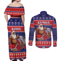 Samoa Christmas Couples Matching Off Shoulder Maxi Dress and Long Sleeve Button Shirt Samoan Santa Claus Manuia Le Kerisimasi LT05 - Polynesian Pride