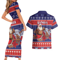 Samoa Christmas Couples Matching Short Sleeve Bodycon Dress and Hawaiian Shirt Samoan Santa Claus Manuia Le Kerisimasi LT05 - Polynesian Pride