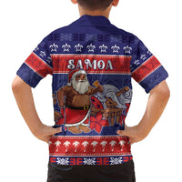 Samoa Christmas Family Matching Off The Shoulder Long Sleeve Dress and Hawaiian Shirt Samoan Santa Claus Manuia Le Kerisimasi LT05 - Polynesian Pride