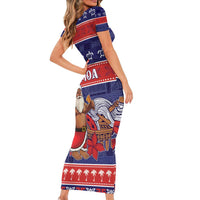 Samoa Christmas Family Matching Short Sleeve Bodycon Dress and Hawaiian Shirt Samoan Santa Claus Manuia Le Kerisimasi LT05 - Polynesian Pride