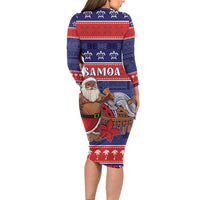Samoa Christmas Long Sleeve Bodycon Dress Samoan Santa Claus Manuia Le Kerisimasi LT05 - Polynesian Pride