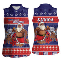 Samoa Christmas Women Sleeveless Polo Shirt Samoan Santa Claus Manuia Le Kerisimasi LT05 - Polynesian Pride