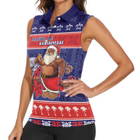 Samoa Christmas Women Sleeveless Polo Shirt Samoan Santa Claus Manuia Le Kerisimasi LT05 - Polynesian Pride