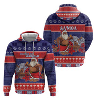 Samoa Christmas Zip Hoodie Samoan Santa Claus Manuia Le Kerisimasi