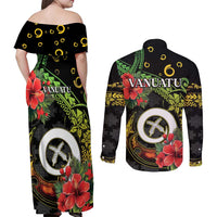 Love Vanuatu Christmas Couples Matching Off Shoulder Maxi Dress and Long Sleeve Button Shirt God Yumi Polynesian Tribal Pattern LT05 - Polynesian Pride