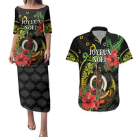 Love Vanuatu Christmas Couples Matching Puletasi and Hawaiian Shirt God Yumi Polynesian Tribal Pattern LT05 Black - Polynesian Pride