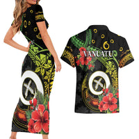 Love Vanuatu Christmas Couples Matching Short Sleeve Bodycon Dress and Hawaiian Shirt God Yumi Polynesian Tribal Pattern LT05 - Polynesian Pride